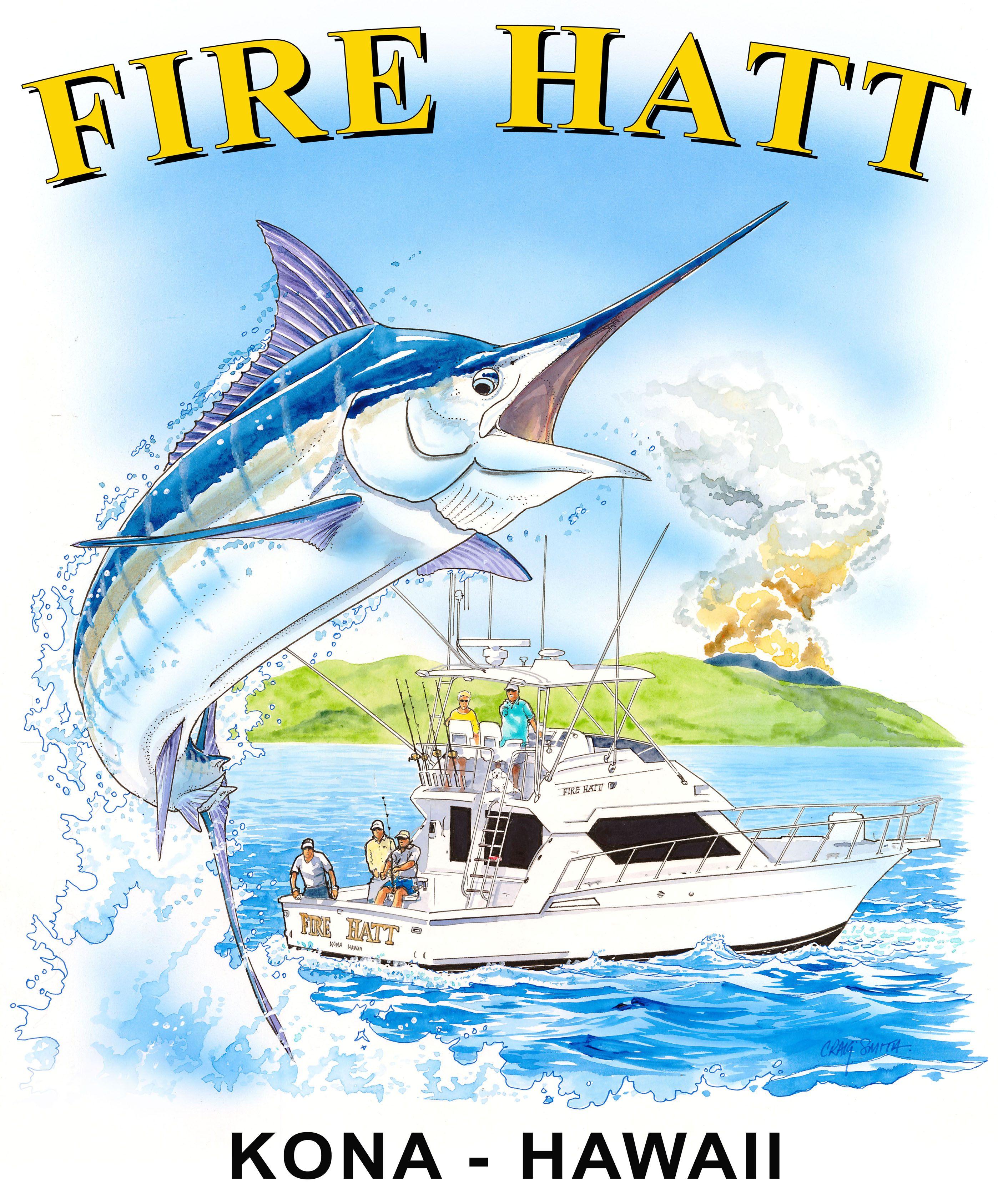 Craig Smith Art featured on Fire Hatt Sportfishing Tee Shirts